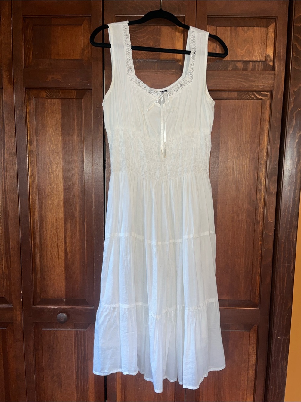 Mlle Gabrielle White Cotton Lace-Trim Sundress